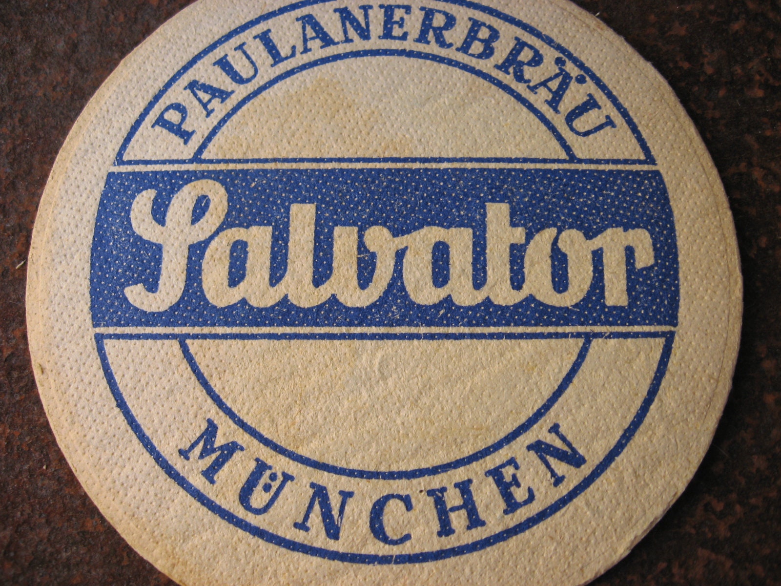 1960S German Beer Mat, Salvator Paulaner Brewery Original Vintage Coaster, Munich Allemagne.