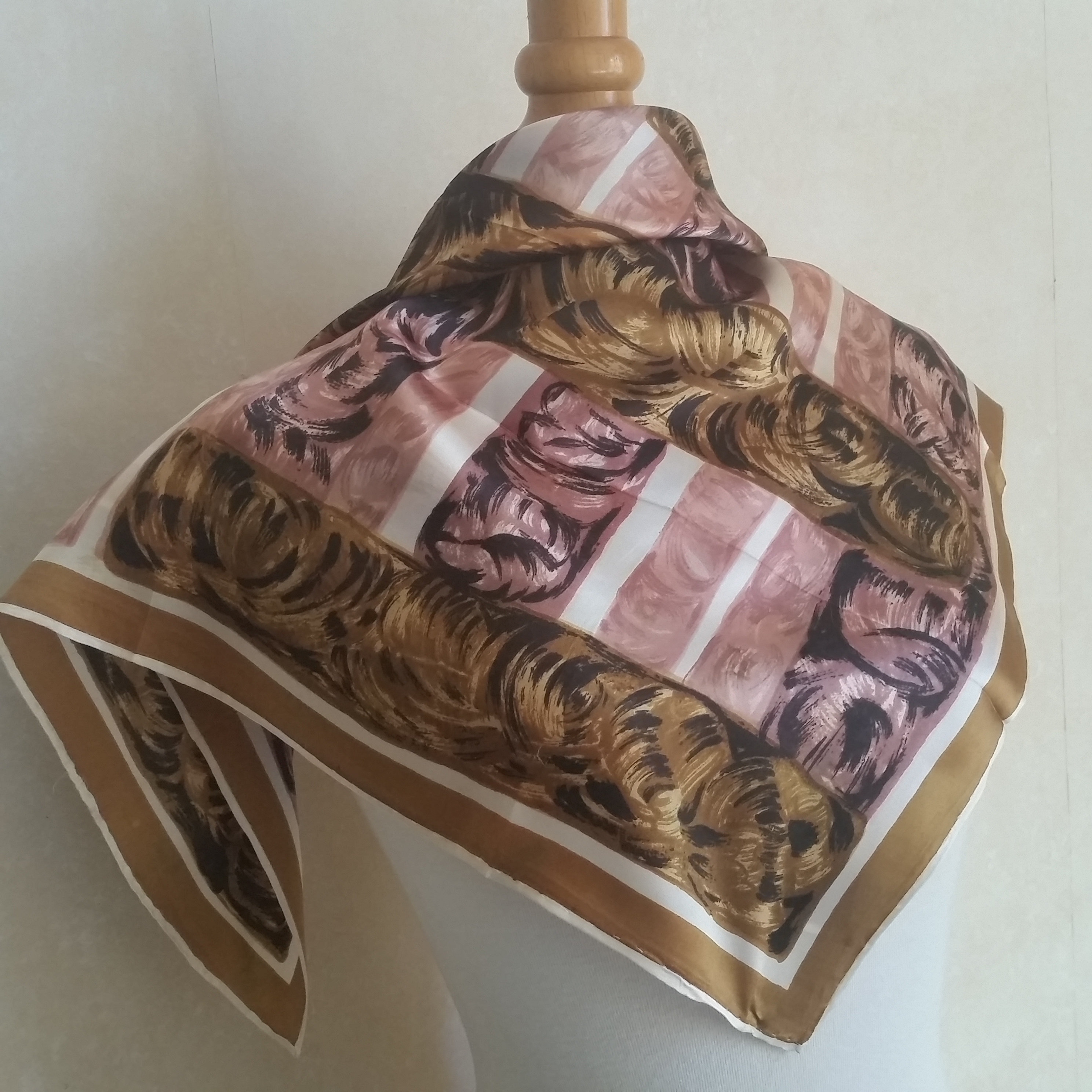 1950s FRENCH VINTAGE SCARF of Mid Century Abstract Design in Silk