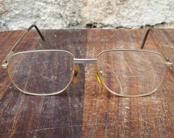 Vintage FRENCH AVIATOR EYEGLASSES with classic silver chrome metal frames from the 1970s.