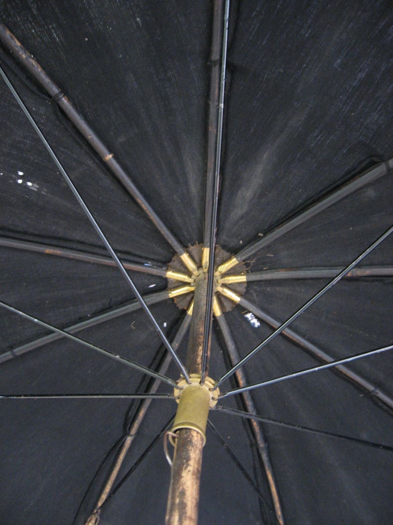 Antique VICTORIAN MAN'S UMBRELLA of black cotton bamboo Etsy
