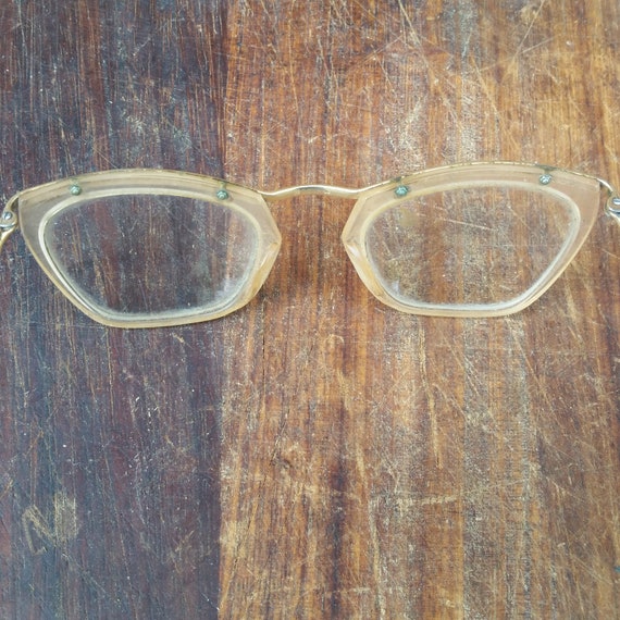 1940s FRENCH READING GLASSES, gold plated vintage bro… Gem