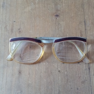 1950s VINTAGE READING EYEGLASSES from France. Mid century eye wear project for dark academia or geeky cosplay collector.