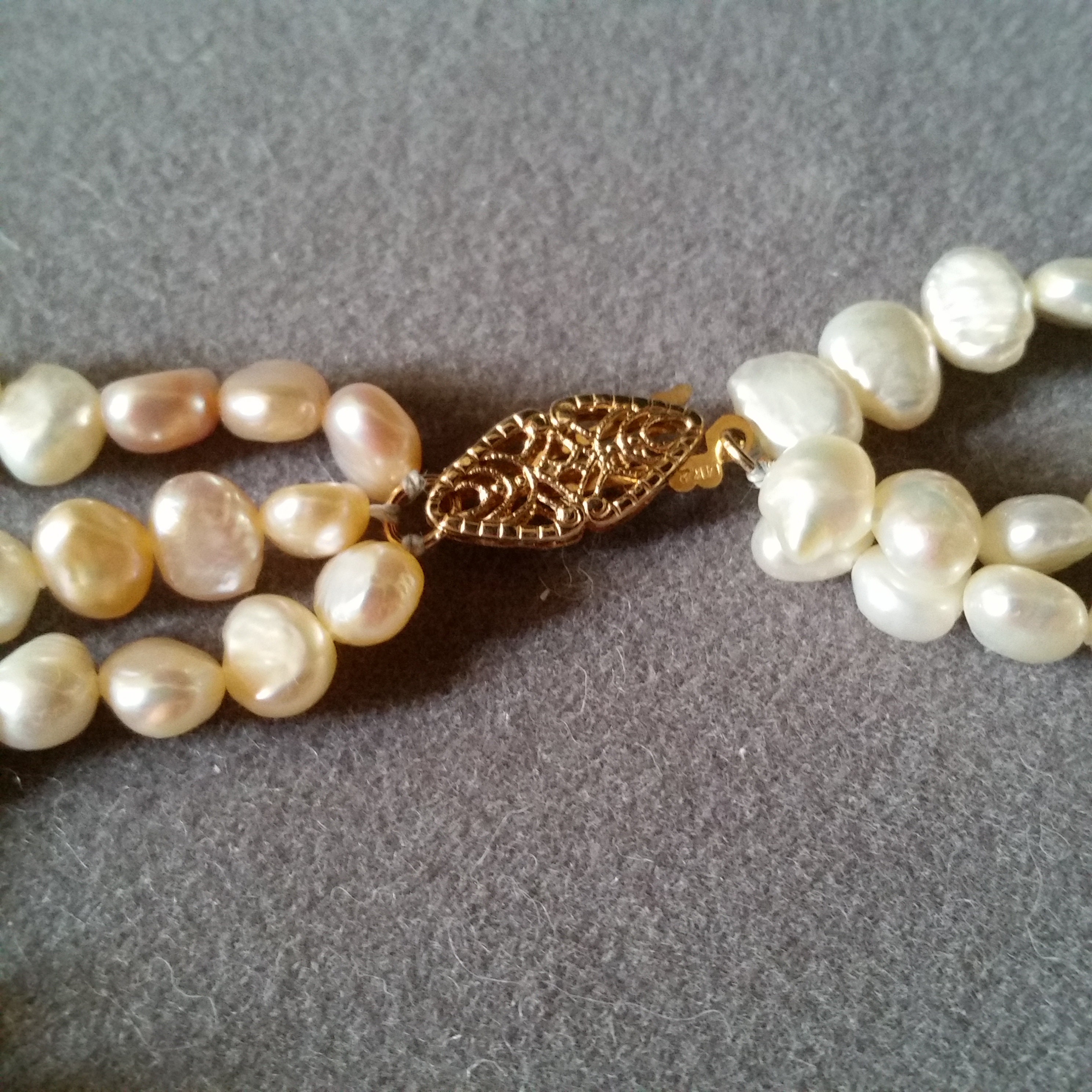 Collier En Perle De Culture Baroque Rose Clair - Monture Plaqué Or Jaune 14k - Neuf Avec étiquettes