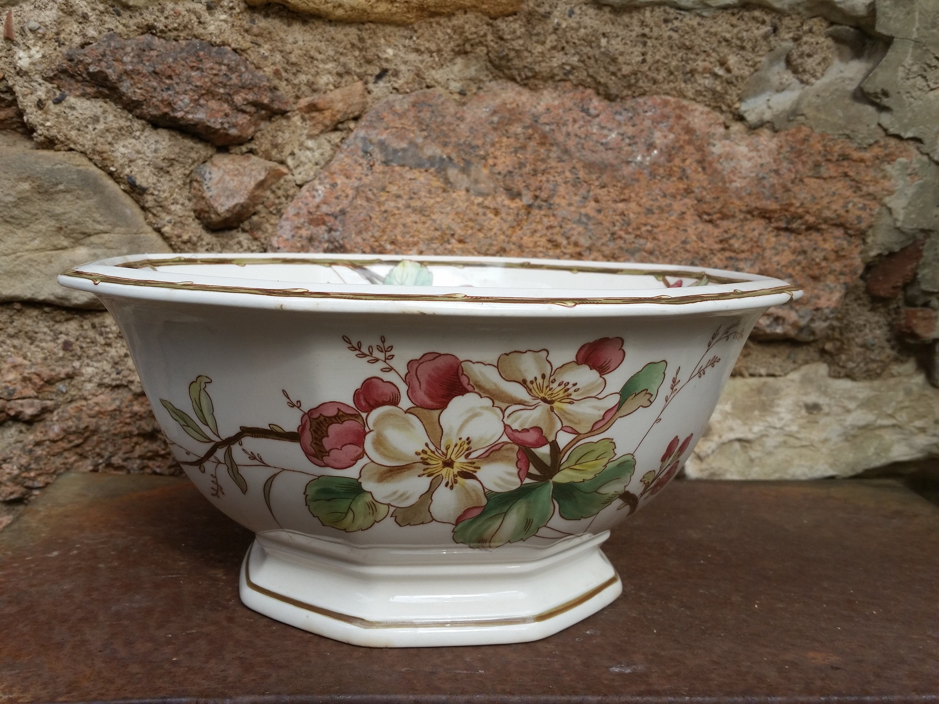 Vintage Spring Cherry Bowl de Villeroy et Boch, en Motif Fleurs Portobello. Grand Récipient Cuisine 