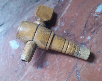 Vintage Tiny WINE BARREL TAP in oak from France. Decorative French wooden winemaker cellar spigot gift.