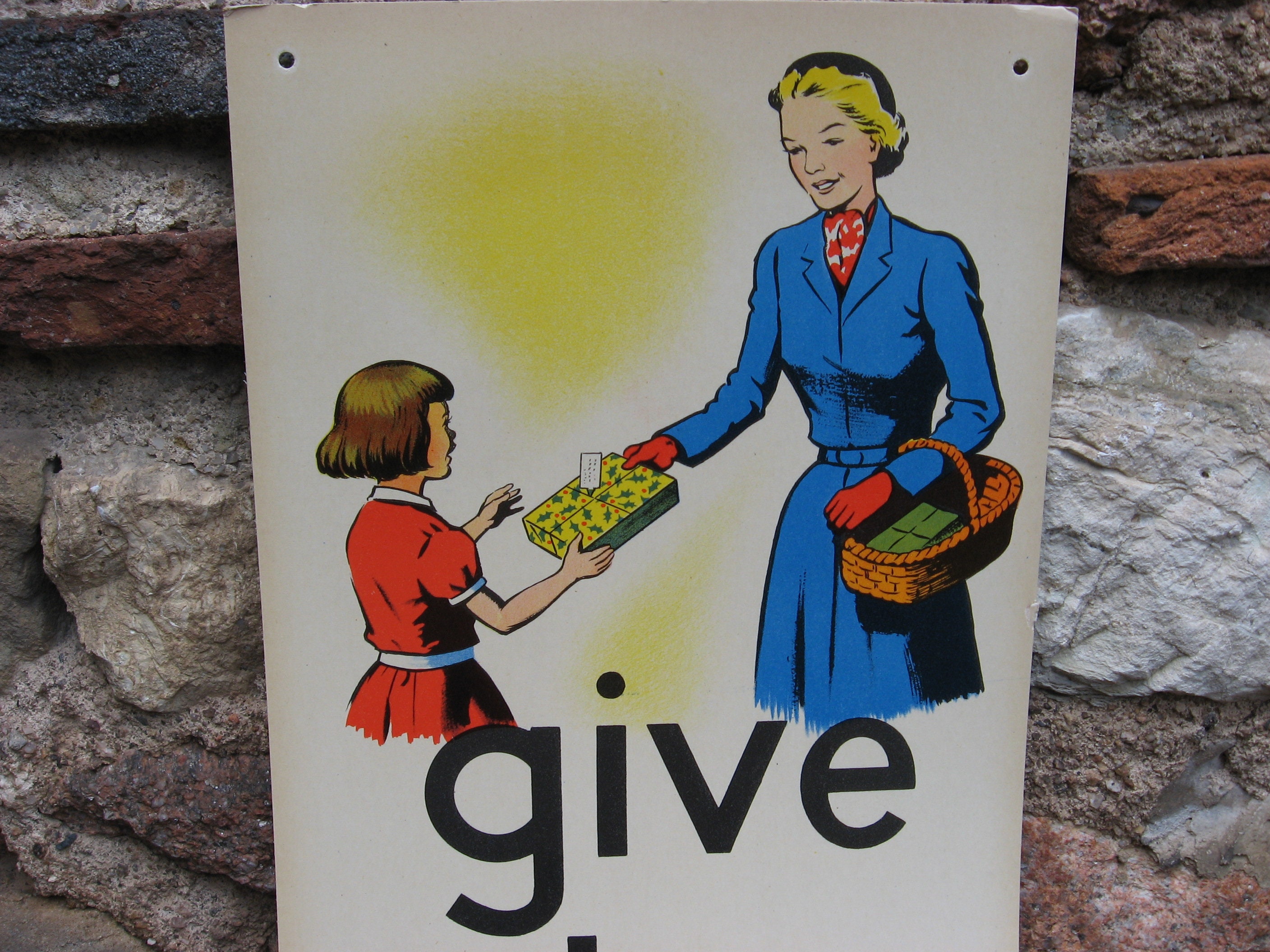 Affiche Mère et Enfant Des Années 1960 de Cadeaux. Œuvres d'art Vintage Mots Rimés Accrochage Mural.