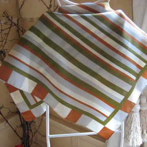 1970s EARTH TONES SCARF in varying stripes. French vintage boho fashion in natural colors of olive, russet and grey. image 4