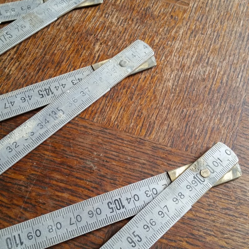 Vintage FRENCH FOLDING RULER, 2 Meters Concertina Style. Metal Tape ...