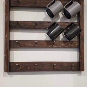 Coffee Mug Rack For Wall | Wooden Wall Rack | Coffee Cup Rack | Cup Holder | Coffee Bar Organizer | Kitchen Organization | Wooden Wall Decor