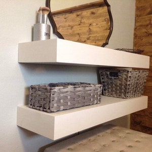 White Floating Shelves  | White Wall Floating Shelf | Wood Wall Shelves | Bathroom Shelves | Chunky Shelves | Hanging Shelf | Wood Shelves