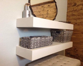 White Floating Shelves  | White Wall Floating Shelf | Wood Wall Shelves | Bathroom Shelves | Chunky Shelves | Hanging Shelf | Wood Shelves