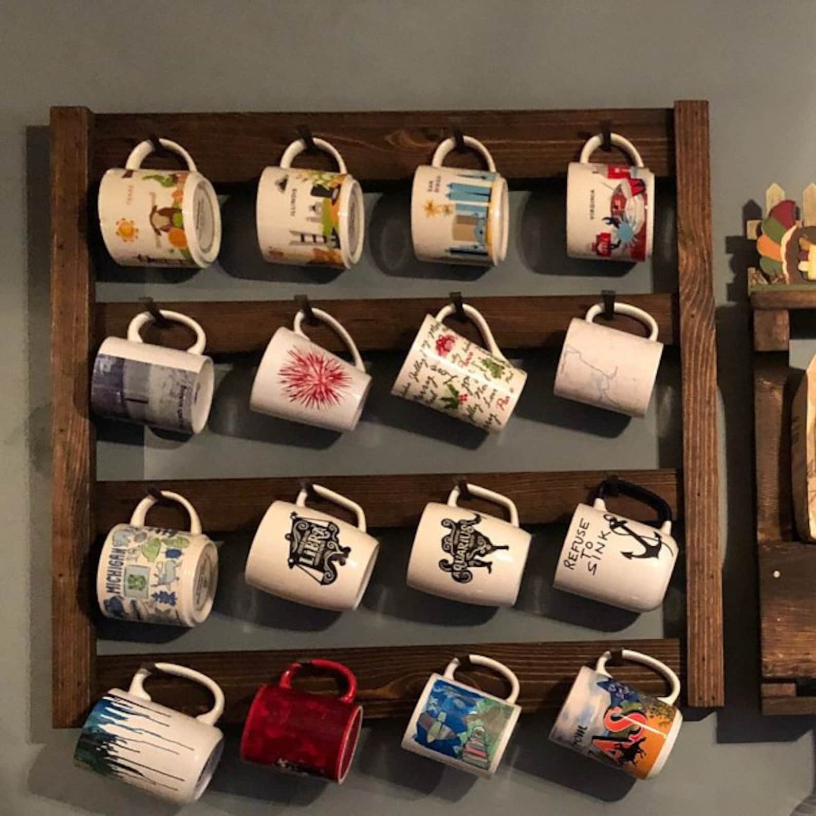 Coffee Mug Rack Large Mug Rack Cup Holder Kitchen Wall Decor Farmhouse ...