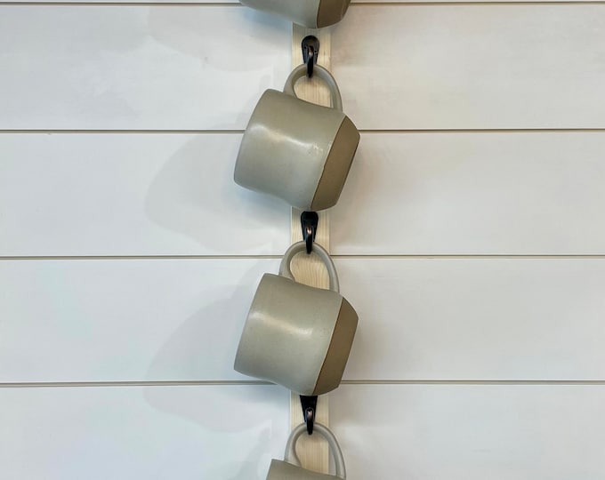 Farmhouse Mug Rack | Small Coffee Mug Rack | Small Cup Holder | Coffee Cup Holder | Cup Holder | Coffee Cup Storage | Kitchen Organization