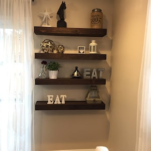 Floating Shelf | Wooden Shelf | Floating Shelves | Customizable Shelves | Kitchen Open Shelving | Wooden Wall Decor | Farmhouse Decor imagen 6