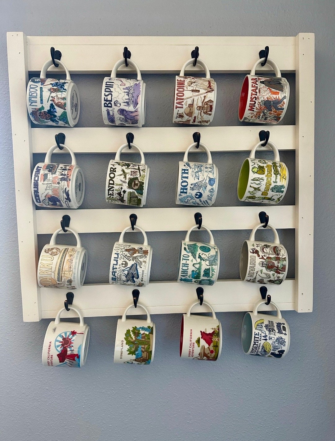 Coffee Mug Rack | Large Mug Rack | Cup Holder | Kitchen Wall Decor ...
