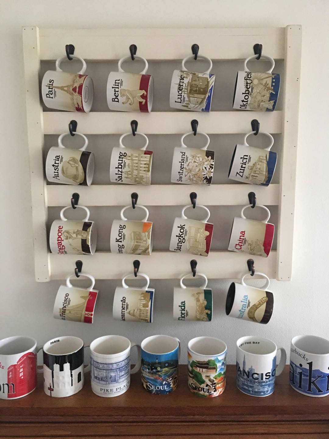 Coffee Mug Rack Large Mug Rack Cup Holder Kitchen Wall Decor Farmhouse Mug  Rack coffee Cup Rack Soil and Sawdust Coffee Bar 