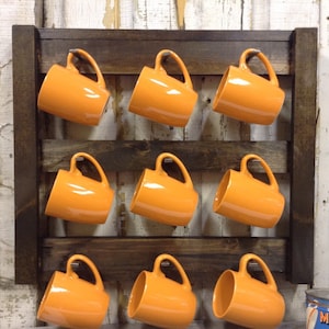 Coffee Cup Rack | Mug Rack | Wood Wall Rack | Coffee Cup Holder | Coffee Mug Display | Coffee Bar | Soil And Sawdust | Kitchen Organization
