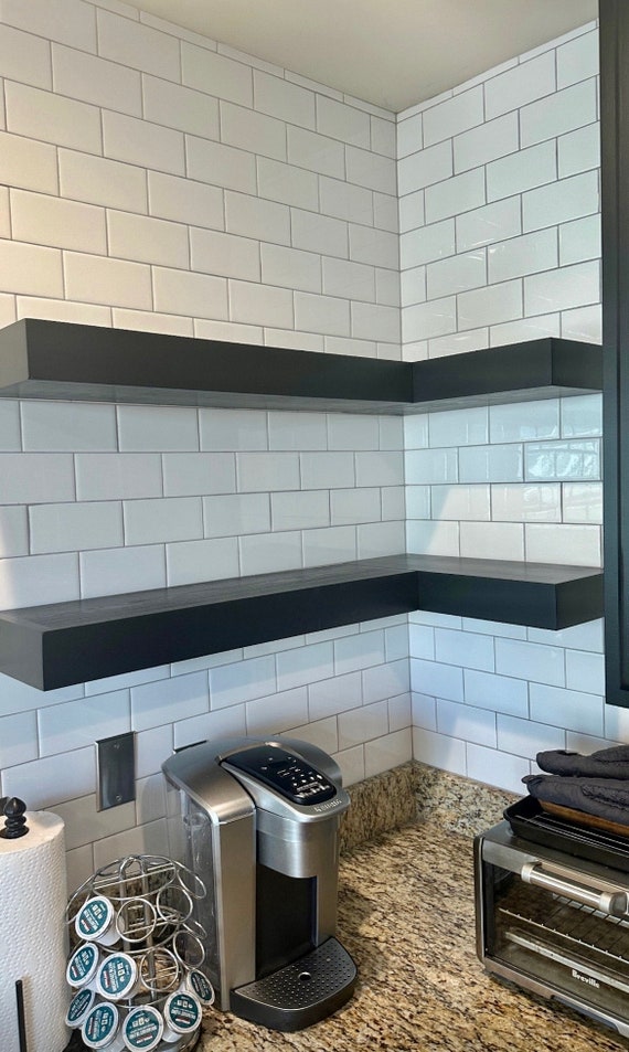 Wood Floating Shelf | Sold Individually | Corner Shelf Layout Option | Order 2 for L Shape or Corner Look | Modern Shelf | Bathroom Shelf