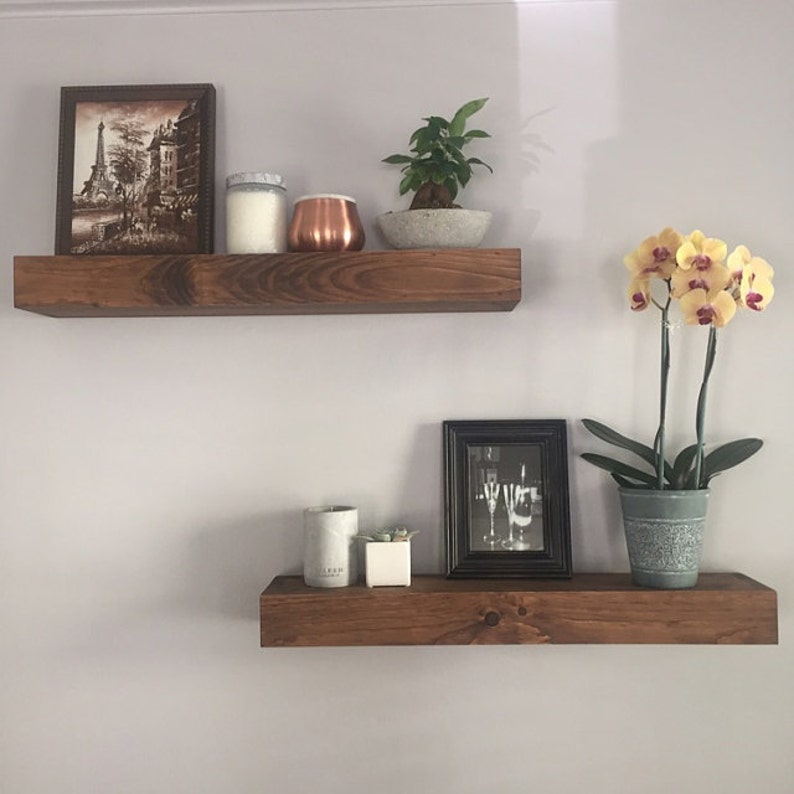 Floating Shelf Wooden Shelf Floating Shelves Corner Shelf Kitchen Open Shelving Wooden Wall Decor Farmhouse Decor Bathroom image 4