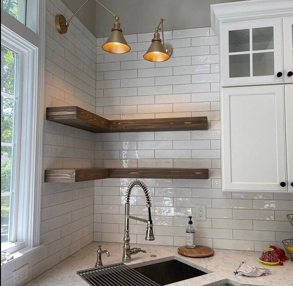 The Floating Wood Shelves in Our Bathroom & Kitchen - Driven by Decor