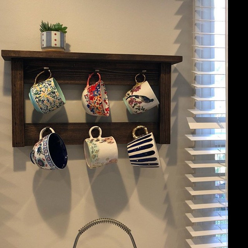 Farmhouse Mug Rack Small Coffee Mug Rack Small Cup Holder Etsy