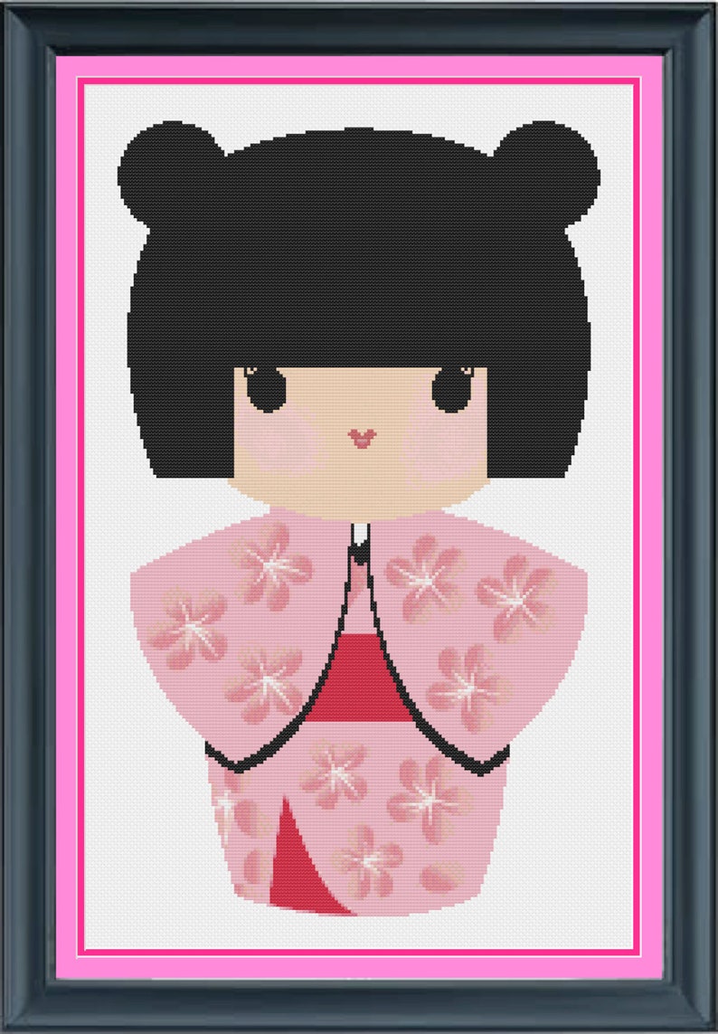 International Girl Counted Cross Stitch Pattern Cute Japanese Doll With Sakura Blossom Kimono Cherry Blossom Geisha Doll Patterns Craft Supplies Tools Fontane Physio De