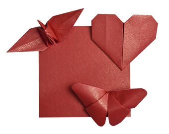 100 Red Gold rose Origami Paper Sheets - 3x3 inches - for Folding Paper, Origami Cranes, Origami Decoration