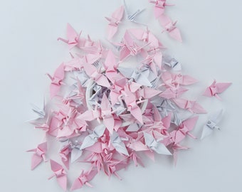 1000 Pink Shade Origami Cranes - 1.5 inch - Handmade Folding for Wedding, Valentine's Day by OrigamiPolly