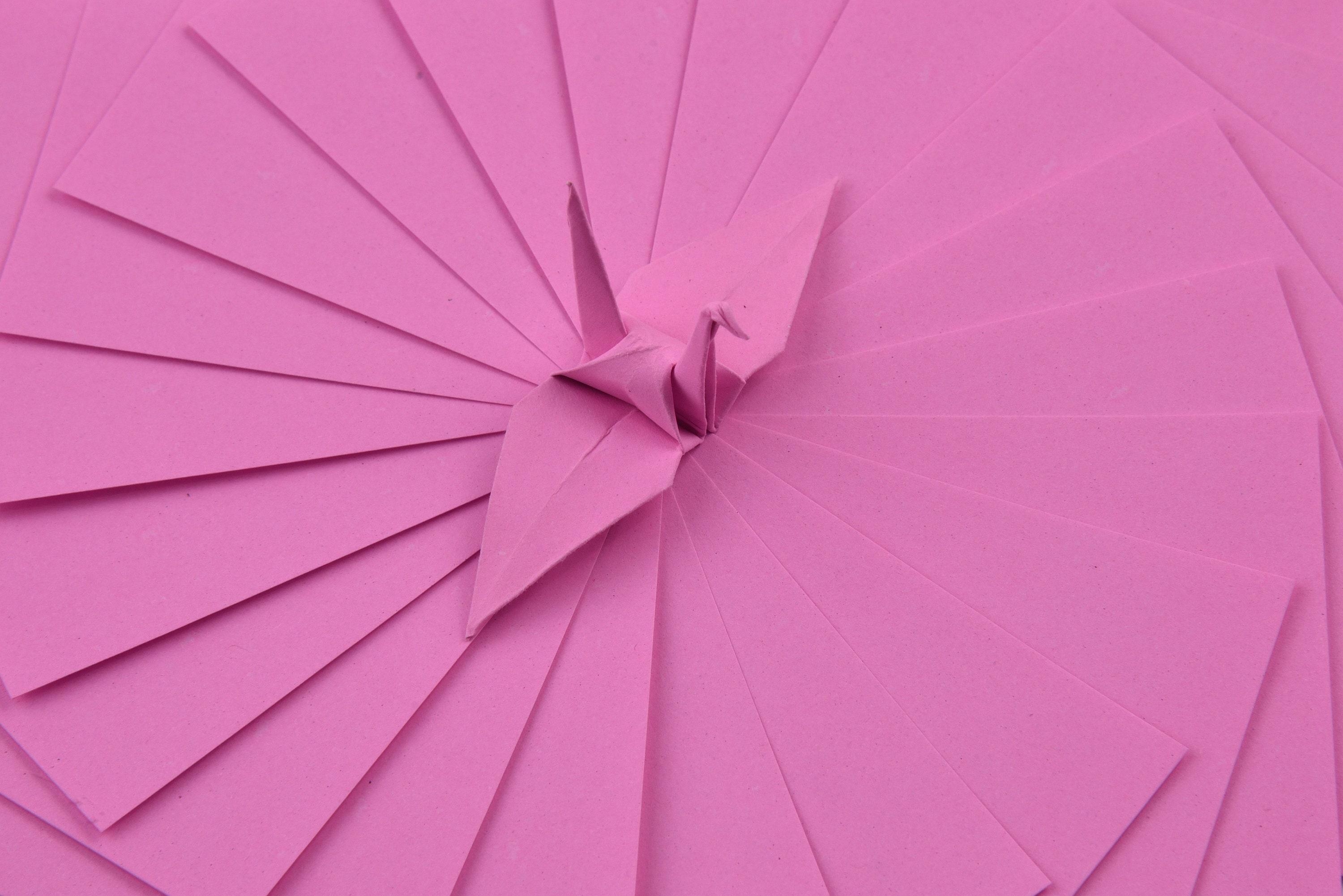 100 Sheets Origami Paper - Double Sided Fluorescent Pink, 4x4 Inch Square For Crafts - View #3