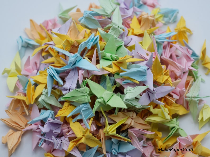 Anniversary Gift backdrop 1000 Origami Paper Cranes Mixed Color Origami Cranes 3.81cm 1.5\u201d Origami Crane for Wedding decor Valentines