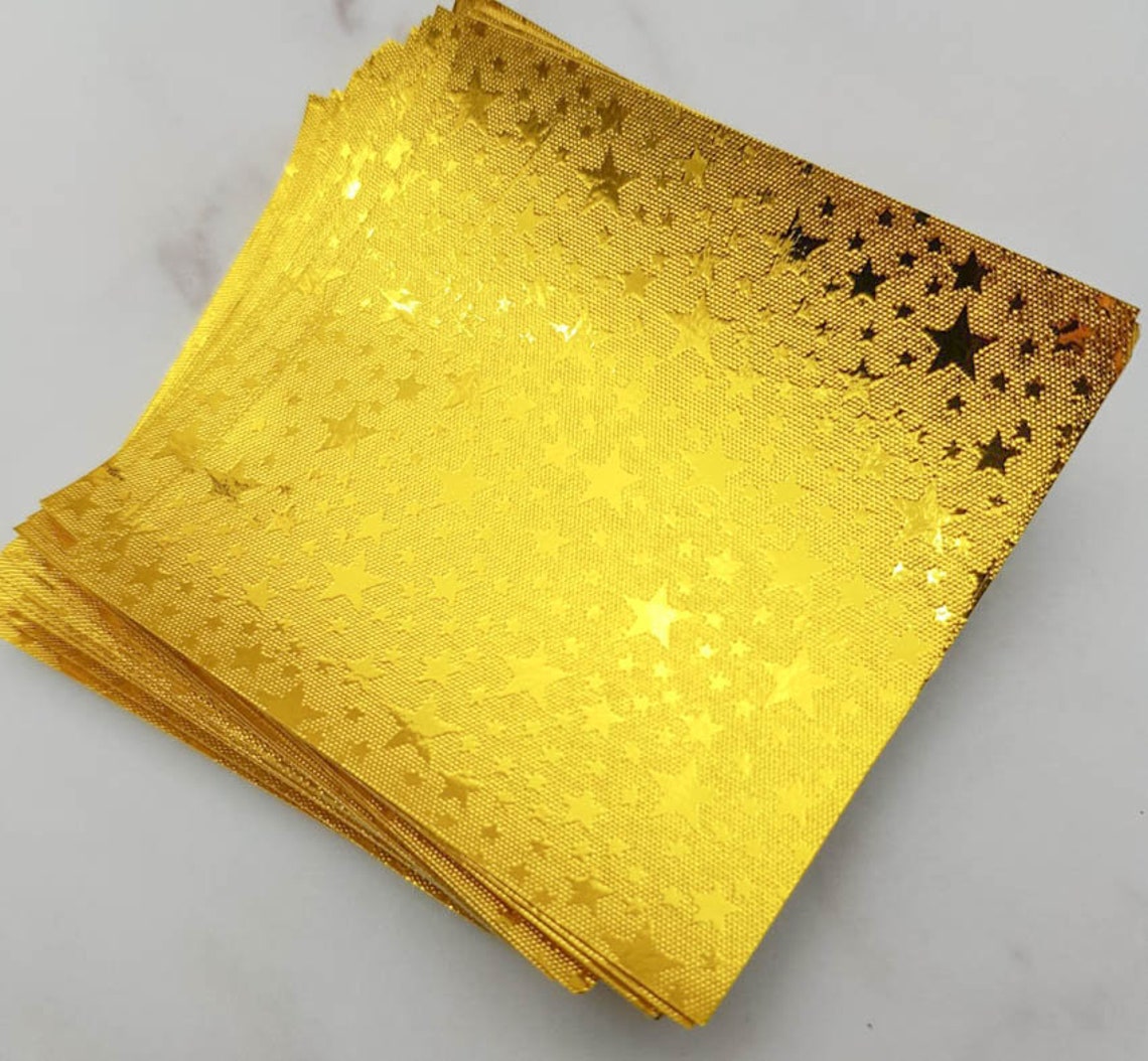 100 Gold Star Origami Paper Sheets Paper Pack 500 1000 Origami Etsy