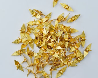 1000 gouden roos patroon origami papier kraan - gemaakt klein 1,5 inch - voor huwelijksgeschenk, decoratie, bruiloft achtergrond