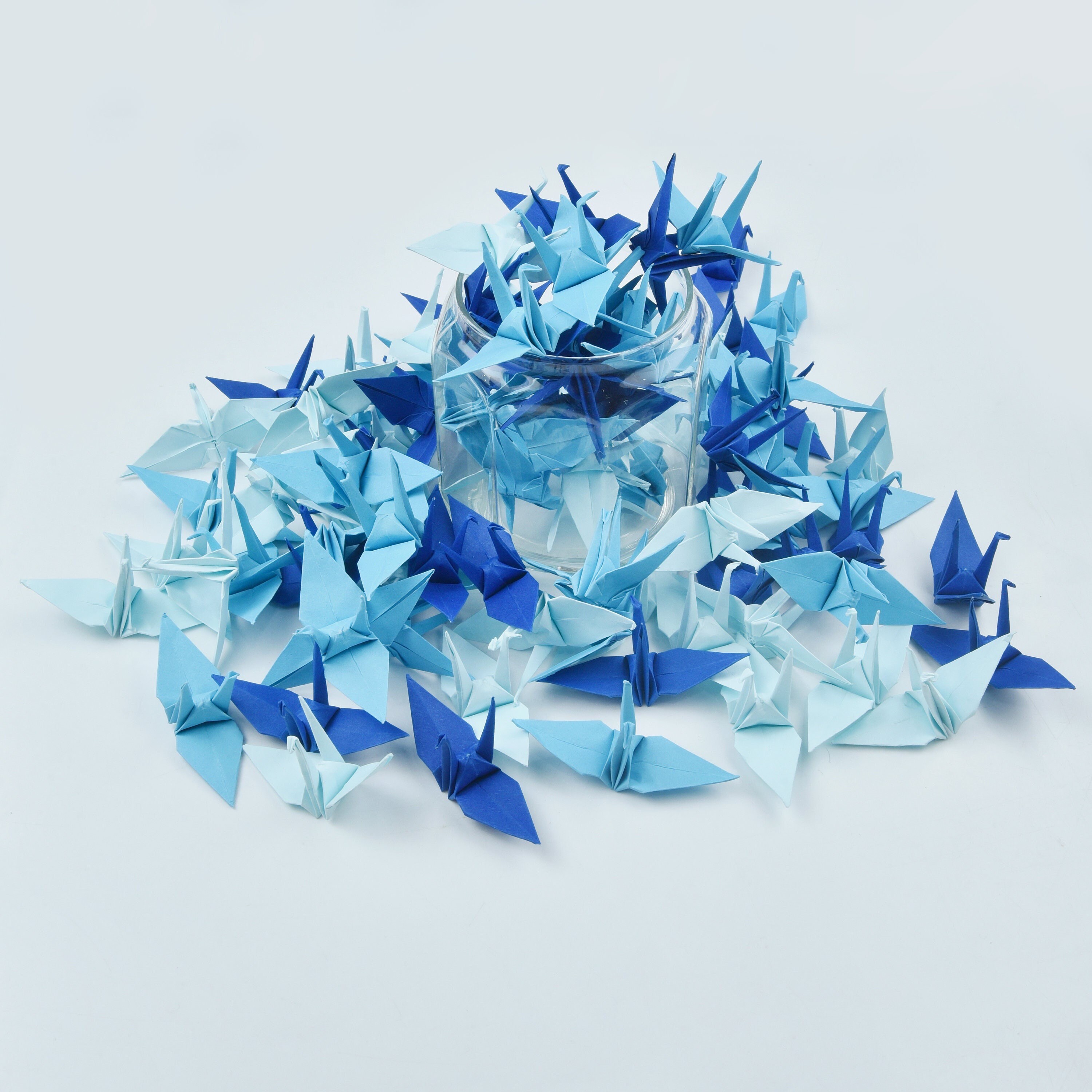 100 Origami Paper Crane for Gift Blue 3 inches - Handmade Japanese Art, Wedding Decor, Table Setting, Valentine's, Christmas