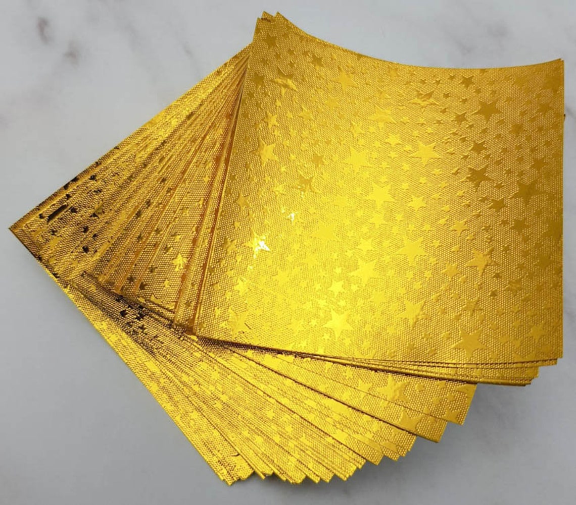 100 Gold Star Origami paper sheets paper pack 500 1000 Origami Etsy