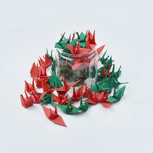1000 Origami Paper Crane - Red Green - 3x3 inches (7.5 cm) - Origami crane Ornament, Wedding Gift, Christmas
