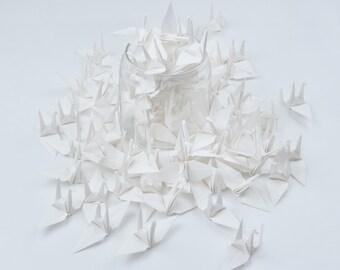 100 Ivory Origami Paper Crane - Finished - 3x3 inch (7.5 cm) - for Christmas Wedding Decoration