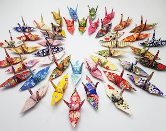100 Origami Paper Crane Handmade Art Washi paper 3 inches - Japanese Decor, Anniversary Gift, Wedding Decor, Christmas Gift, Table Setting