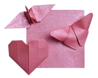 100 pink rose origami paper sheets, 3x3 inches, perfect for folding paper cranes, flowers, and romantic crafts.