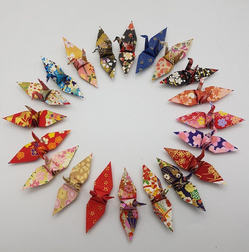 Washi Paper 100 Origami Cranes Japanese Anniversary Gift Origami Paper Cranes 7.5cm 3 inches SET C Origami Crane for Wedding decor