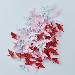 100 origamipapier kraan tafeldecor rood roze 1,5 inch - handgemaakte Japanse kunst, perfect als huwelijks- en jubileumcadeau