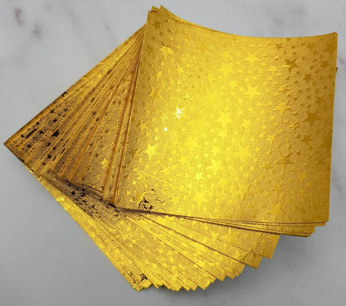 100 Gold Star Origami Paper Sheets Paper Pack 500 1000 Origami Etsy