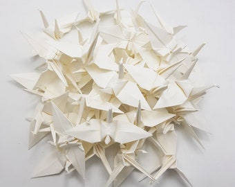 100 Origami Paper Cranes Ivory 3 inch 7.5 cm - Origamipolly - Pre-Made for Christmas Wedding japanese Decoration