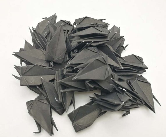 100 Origami Paper Crane Black Origami Crane Made Of 75 Cm 3 Inches For Wedding Decoration Japanese Wedding Valentines