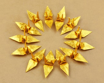 1000 Origami Kraanvogel - Goud met Rozenpatroon - Gemaakt van 7,5 cm (3x3 inch) - voor ornament, decoratie, bruiloft