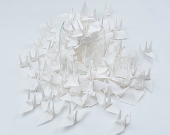 100 Origami Paper Crane Handmade Decor Ivory 3 inches - Japanese Art for Wedding, Anniversary, Christmas, Valentine&#39;s Gift