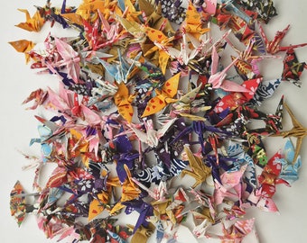100 grues en papier origami, papier Washi, grue origami, différents motifs, impression japonaise, mesure 3,81 cm, pour décoration de mariage, origamipolly