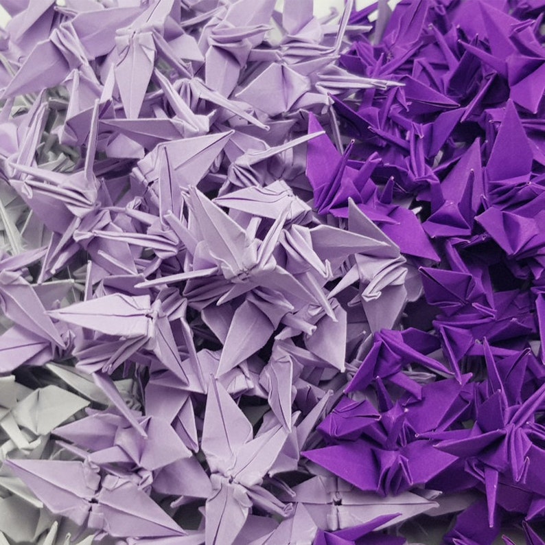 100 Origami Paper Crane Purple Shade Tone Origami Crane Made Etsy
