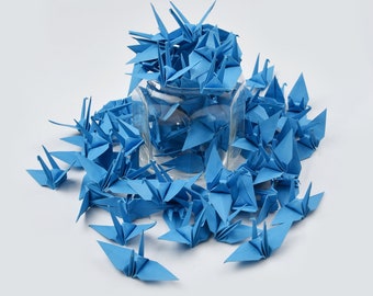 100 Origami Paper Crane Wedding Table Decor Blue 3 inches- Handmade Japanese Art, Gift for Him, Christmas, Anniversary