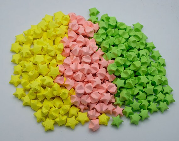 1000 Origami Lucky Stars Yellow Pink Green Neon Tone 1cm Origami Stars For Jar Wishing Stars Home Decor 1st Anniversary Gift