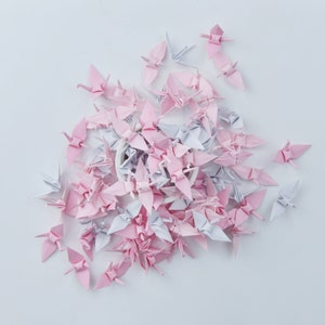 100 Origami Paper Crane Handmade Art Pink 1.5 inches - Japanese Wedding Decor, Anniversary Gift, Home Decor, Table Setting